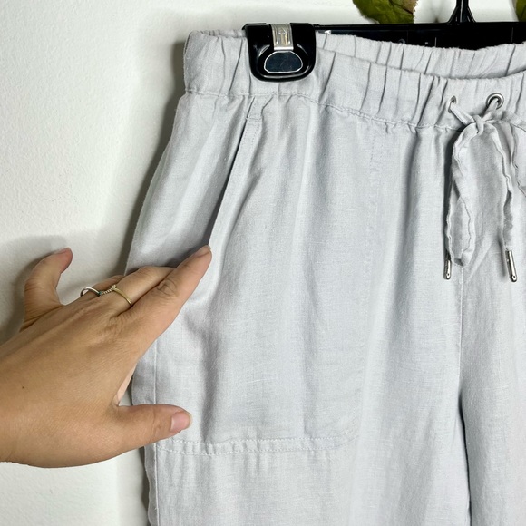 Pure Navy (Saks Fifth Avenue) Linen Drawstring Ankle Pants - Picture 2 of 7